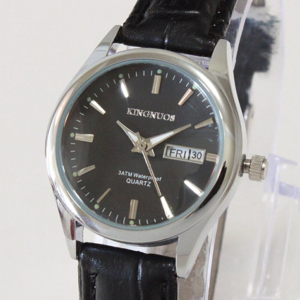 Women's Contemporary Dress Watch Silver Tone Case Black Strap 28mm - Picture 7 of 11